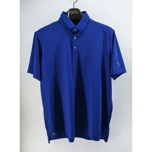Greyson Men's Blue Polo Shirt Large Golf Performance Stretch Wolf Logo